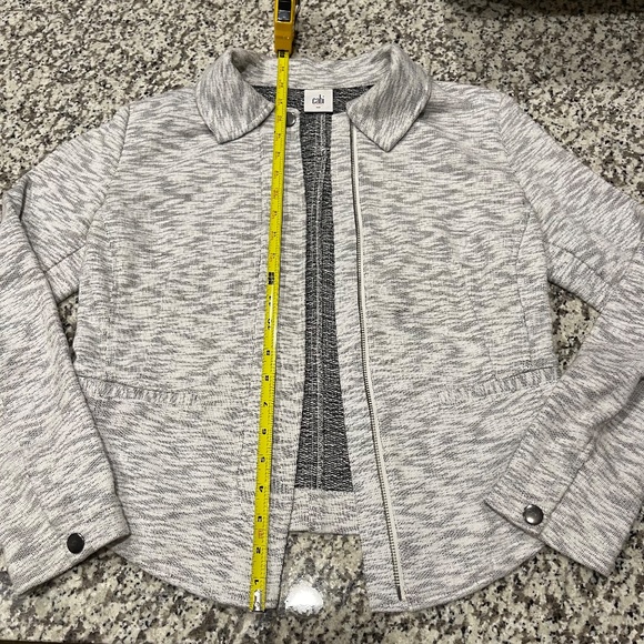 Cabi- Heather Gray French Terry Neo Marled Zip Front Moto Jacket- Small (5102) - Picture 12 of 14